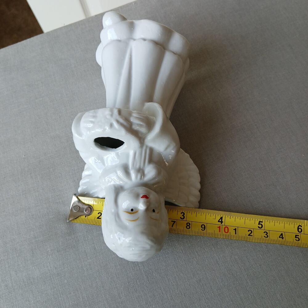 Vintage Ceramic Angel Taper Candle Holder 6" white with gold accents Christmas - Picture 11 of 12